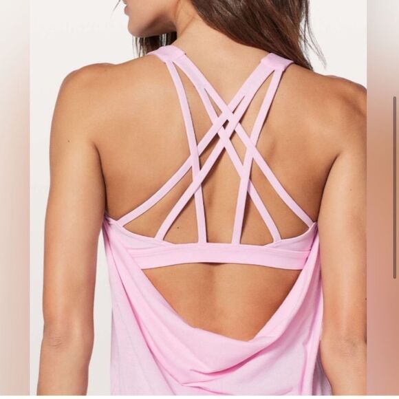 Lululemon Free To Be Serene Tank 2 In 1 Heathered Pearl Pink FLAWS - Picture 11 of 11